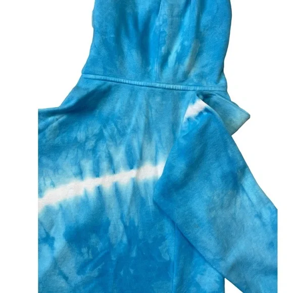 GAP Tie-Dye Cropped Raw Edge Blue White Hoodie Sweatshirt – Size Small - Picture 7 of 13